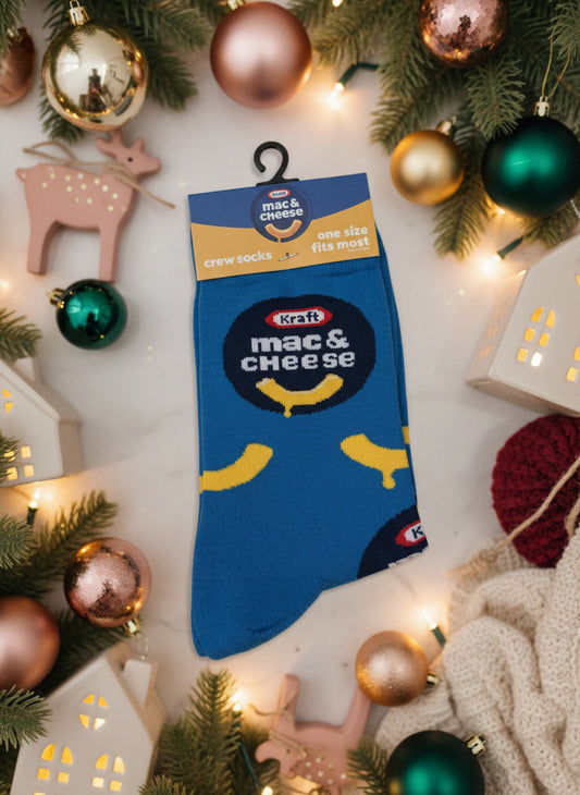 Mac N Cheese Crew Socks – Cheesy Style for Snack Fans