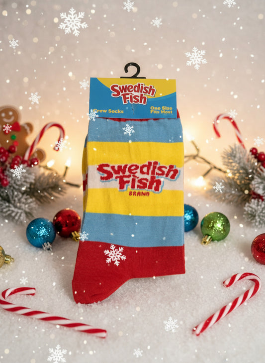 Swedish Fish Crew Socks – Sweet Style for Candy and Snack Fans